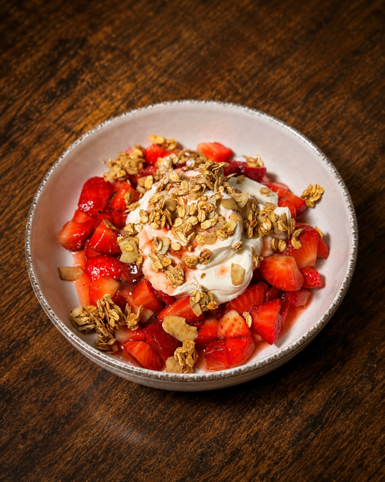 Erdbeer-Quark mit Zimt-Granola